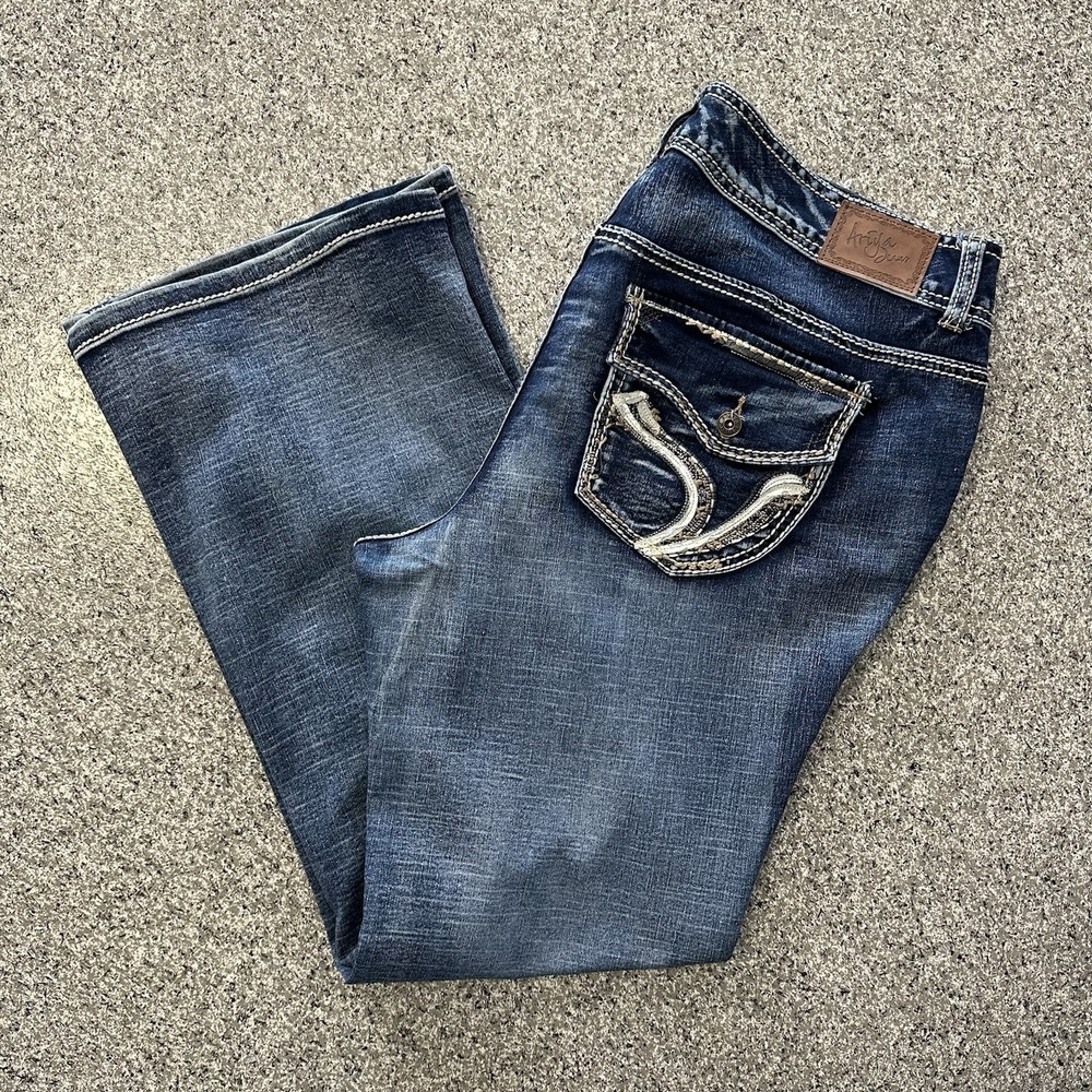 Ariya Jeans Womens 18 39x32 Mid Rise Bootcut Thick Stitch Flap Pockets Western